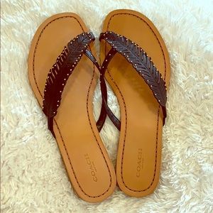 Coach Black size 10 Leather Sandals never worn